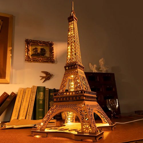 Eiffel-torony éjszakája 3D fa puzzle modell